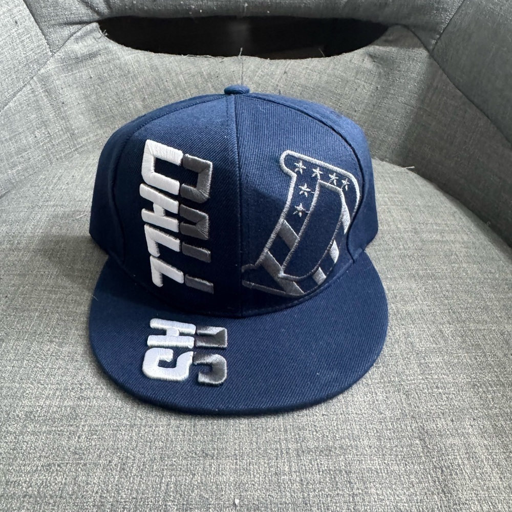 Navy Blue Cowboys Hat with Silver Lettering